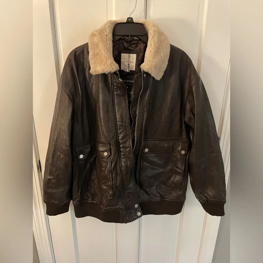 NWT Avec Les Filles Shearling Bomber Jacket